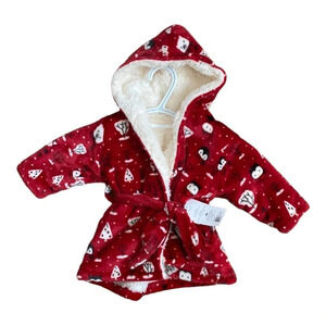 Toddler Housecoat Baby Bathrobe Indigo NWT - Fuzzy  and Cozy Red Size 0-12M